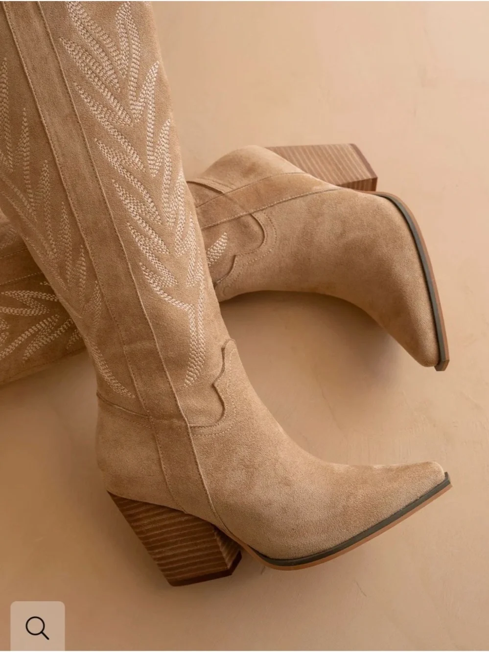 Over-the-Knee Beige Suede Western Boots
